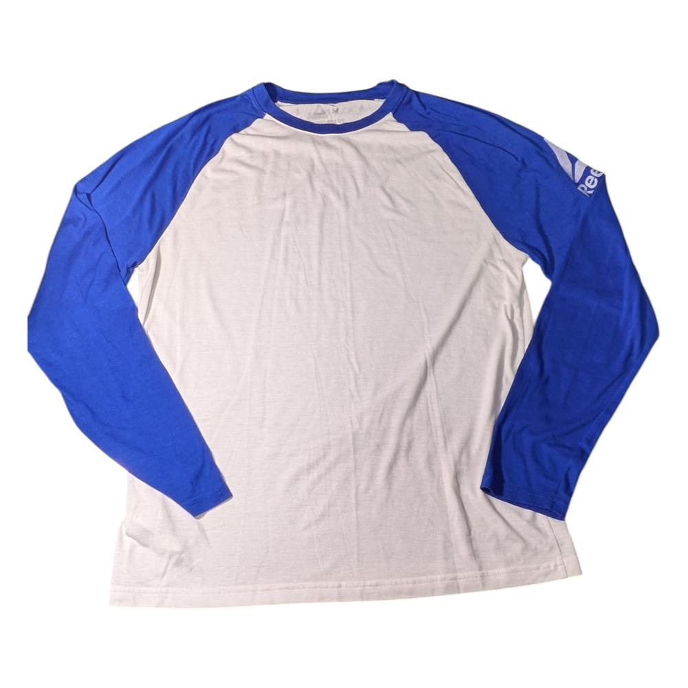 Reebok - Royal Blue And White Long Sleeve - Baseball Type Shirt - Size Med